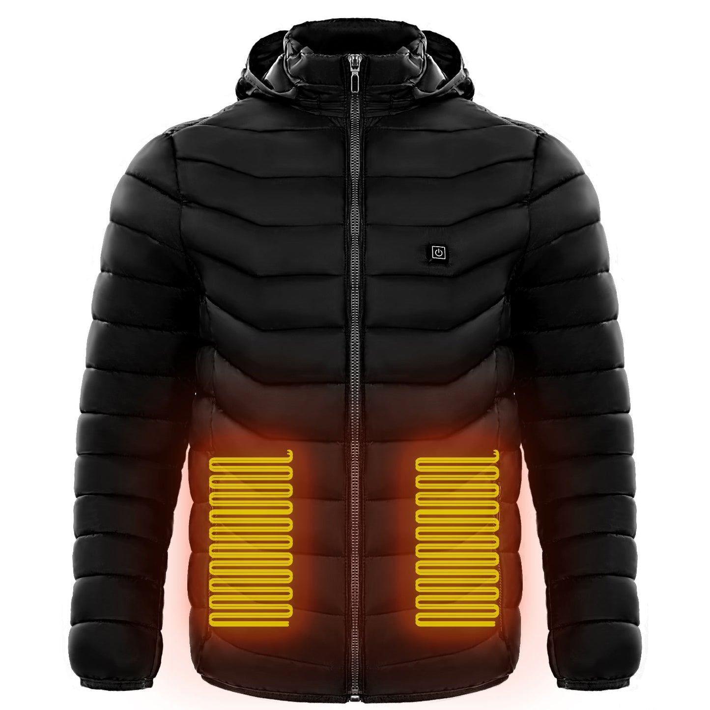 Men Heated Puffer Jacket Electric Heating Coat Insulated Hood Windbreaker