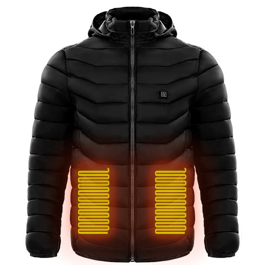 Men Heated Puffer Jacket Electric Heating Coat Insulated Hood Windbreaker