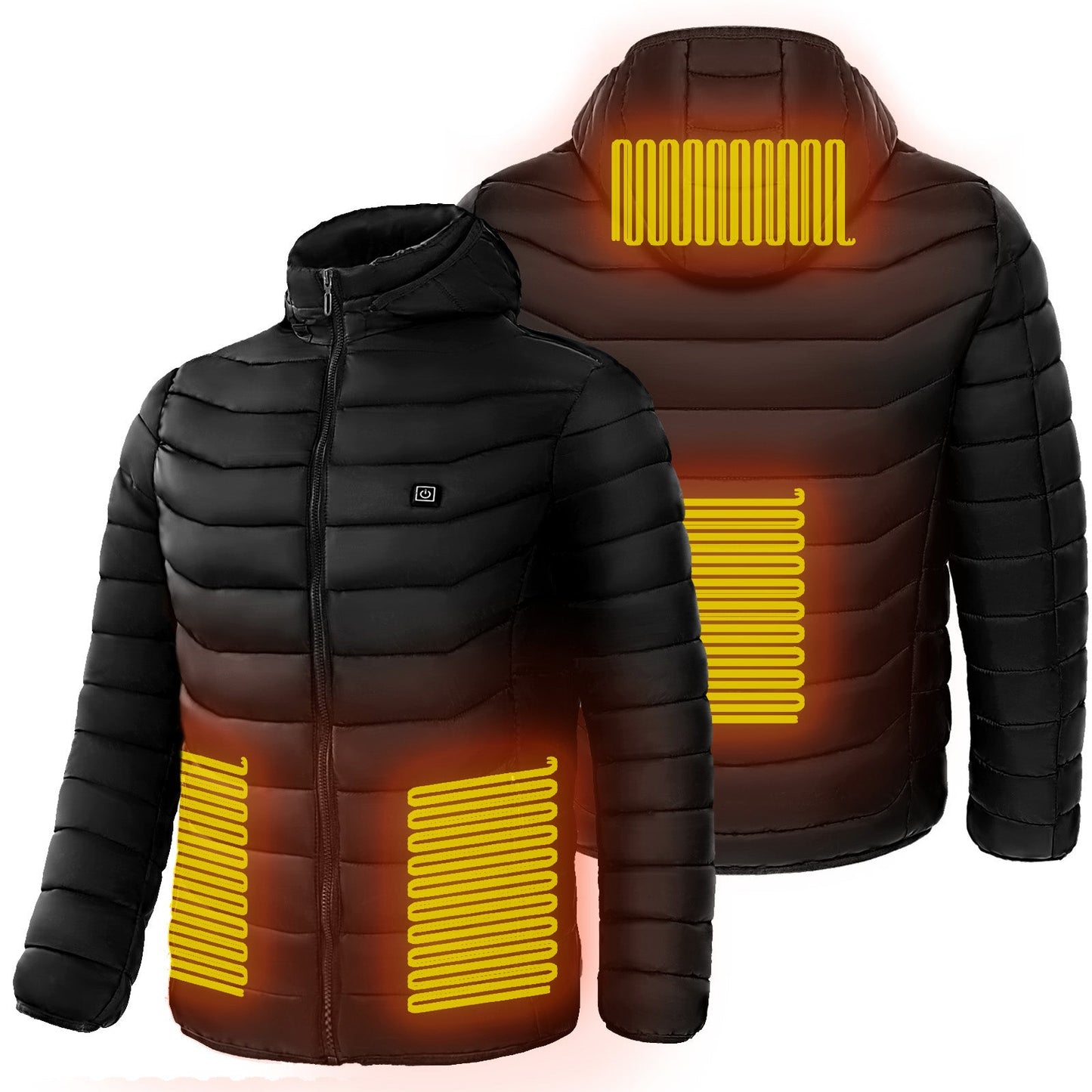 Men Heated Puffer Jacket Electric Heating Coat Insulated Hood Windbreaker